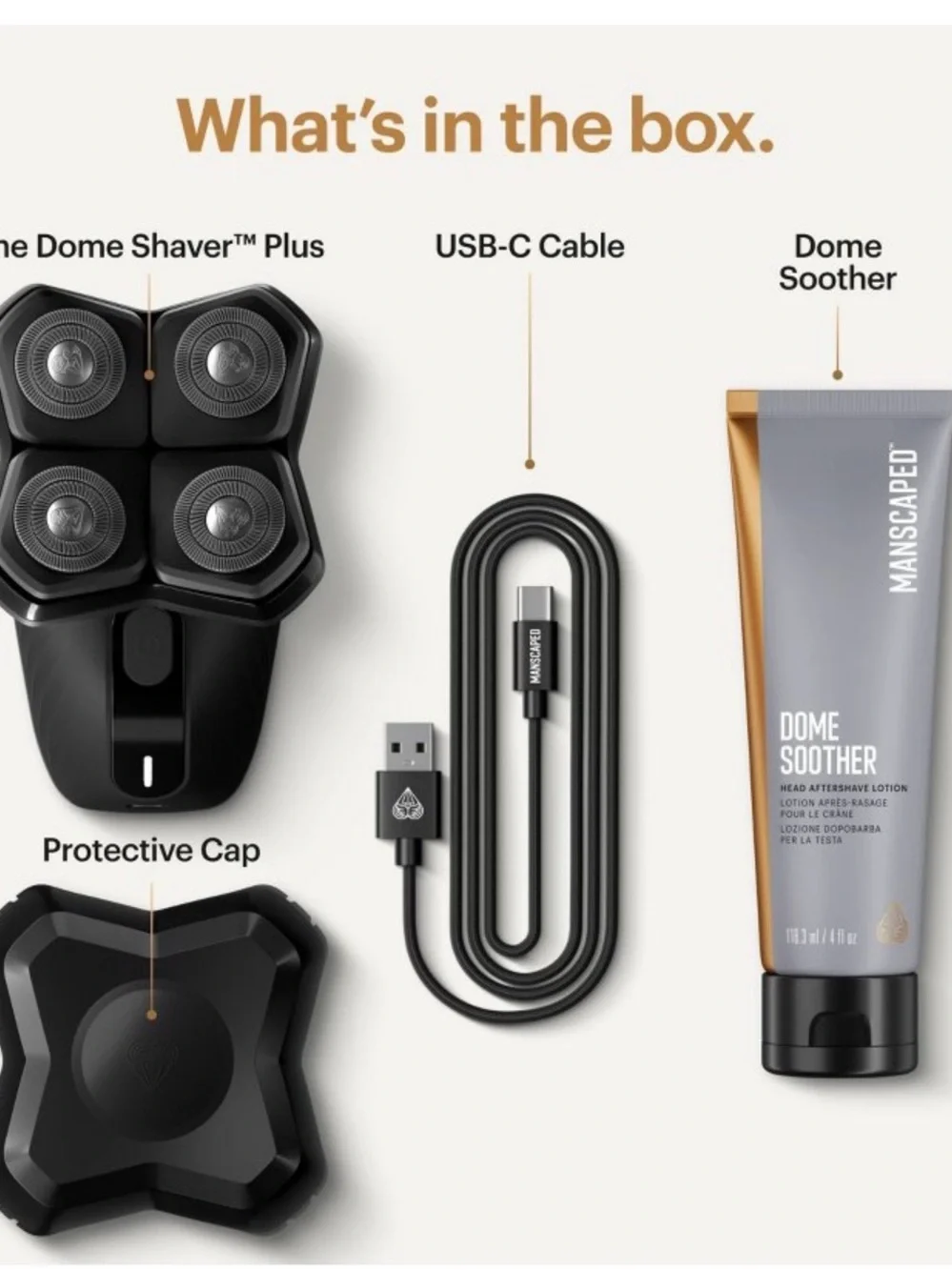 Manscaped Dome Shaver Plus Essentials Kit: Battery Powered, Rotary Electric